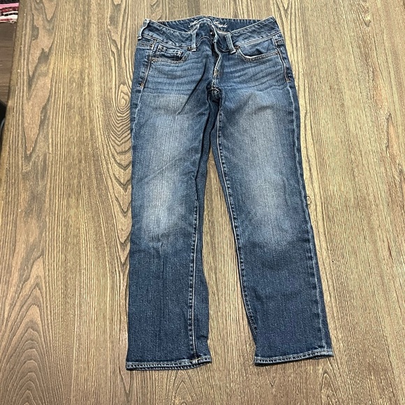 American Eagle Artist Jeans Straight Leg Low Rise Stretch Denim Dark Wash Size 2 - Picture 2 of 13